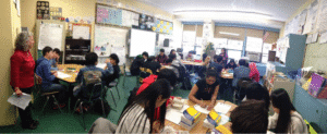 Collaborative work on projects at Flushing International High School.
